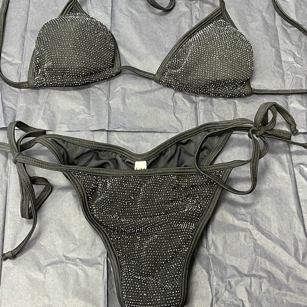 Custom black sparkle bikini with scrunch butt